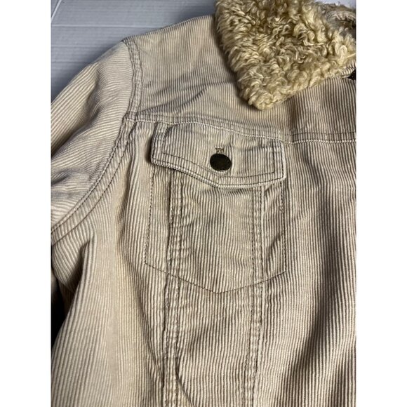 VTG-Y2K-Static Womens XL Beige Corduroy Coat Faux Fur Collar & Cuffs Penny lane - Picture 7 of 16